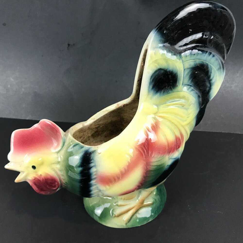 Vintage Royal Copley Rooster planter, 7.75 x 7.5